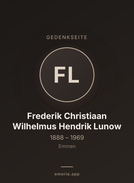 Gedenkportrait von Frederik Christiaan Wilhelmus Hendrik Lunow