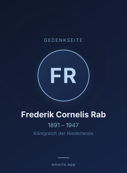 Gedenkportrait von Frederik Cornelis Rab