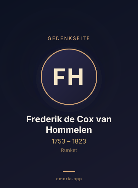 Gedenkportrait von Frederik de Cox van Hommelen