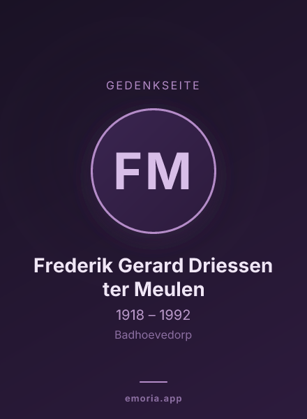 Gedenkportrait von Frederik Gerard Driessen ter Meulen