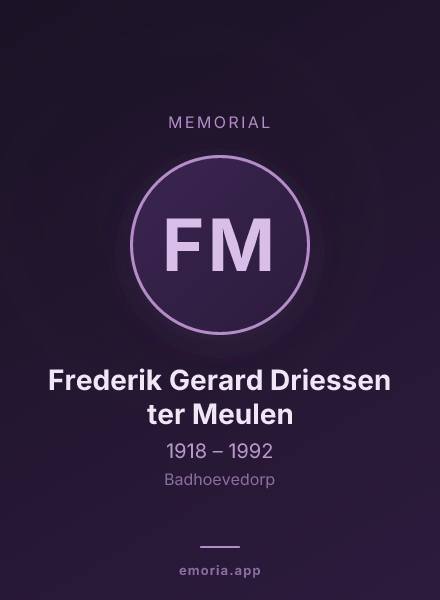 Memorial portrait of Frederik Gerard Driessen ter Meulen