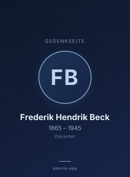 Gedenkportrait von Frederik Hendrik Beck