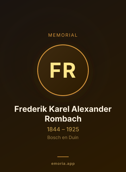 Memorial portrait of Frederik Karel Alexander Rombach
