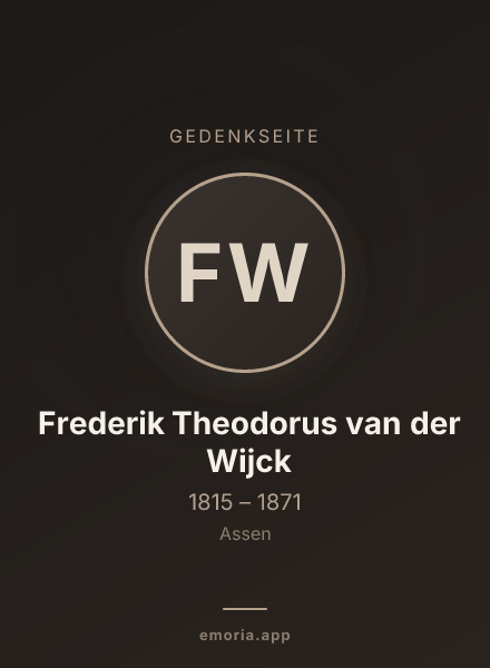 Gedenkportrait von Frederik Theodorus van der Wijck
