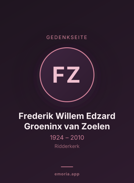 Gedenkportrait von Frederik Willem Edzard Groeninx van Zoelen