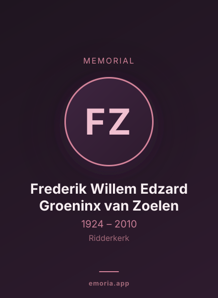 Memorial portrait of Frederik Willem Edzard Groeninx van Zoelen