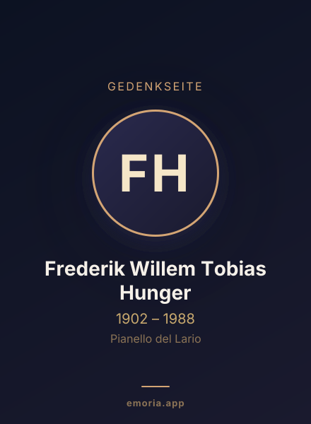 Gedenkportrait von Frederik Willem Tobias Hunger