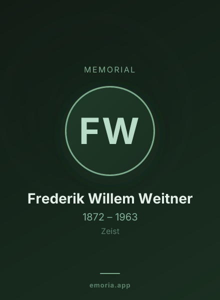 Memorial portrait of Frederik Willem Weitner
