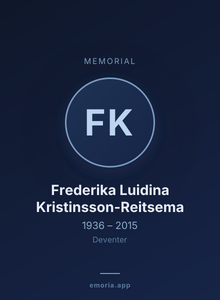 Memorial portrait of Frederika Luidina Kristinsson-Reitsema