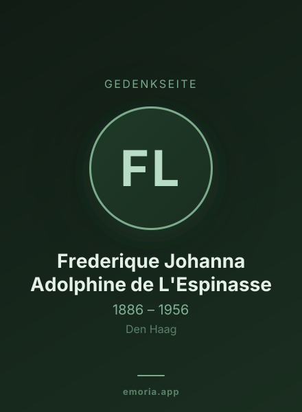 Gedenkportrait von Frederique Johanna Adolphine de L'Espinasse
