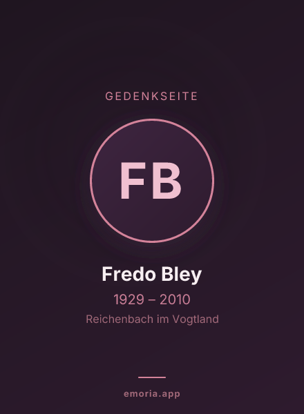 Gedenkportrait von Fredo Bley