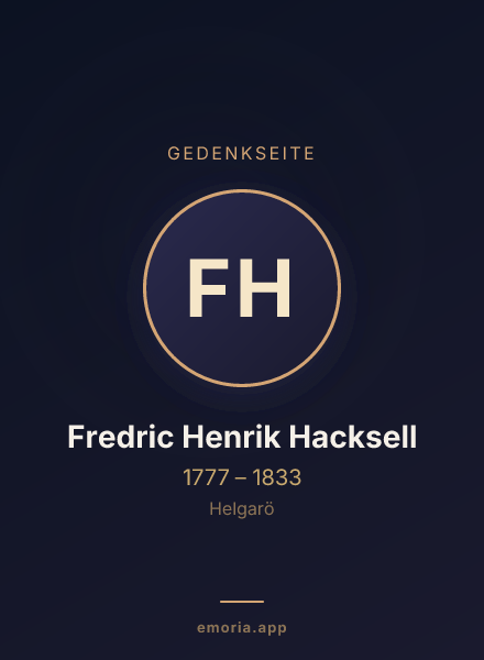 Gedenkportrait von Fredric Henrik Hacksell