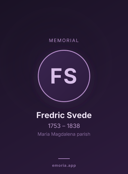 Memorial portrait of Fredric Svede