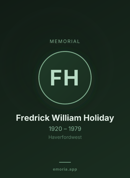 Memorial portrait of Fredrick William Holiday