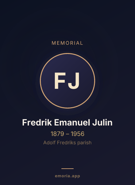 Memorial portrait of Fredrik Emanuel Julin