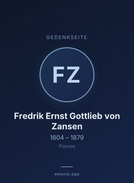 Gedenkportrait von Fredrik Ernst Gottlieb von Zansen