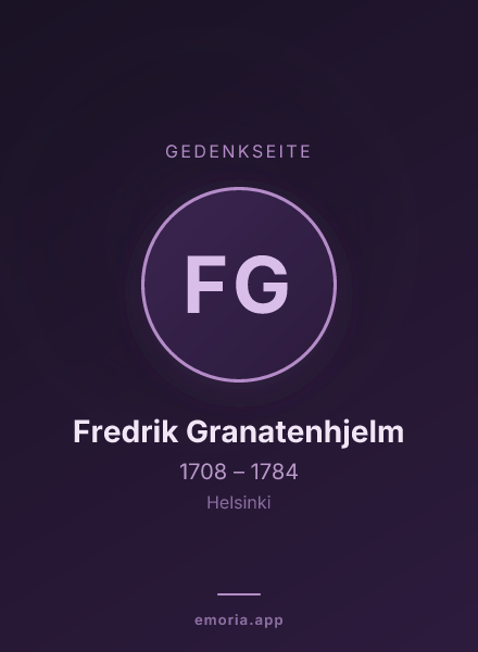 Gedenkportrait von Fredrik Granatenhjelm