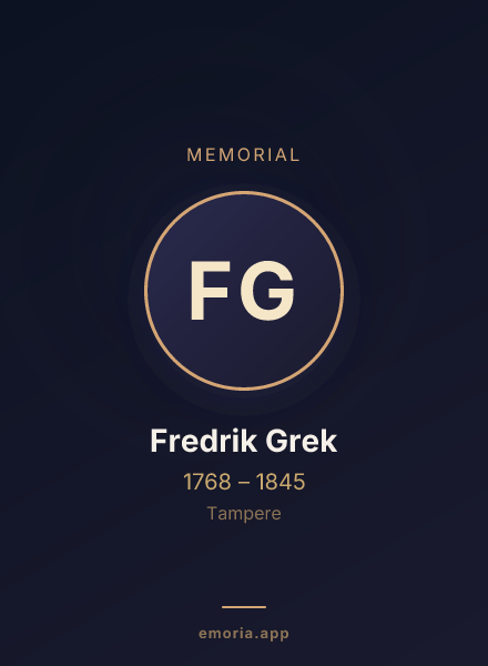Memorial portrait of Fredrik Grek