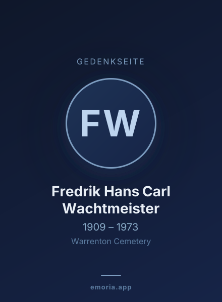 Gedenkportrait von Fredrik Hans Carl Wachtmeister