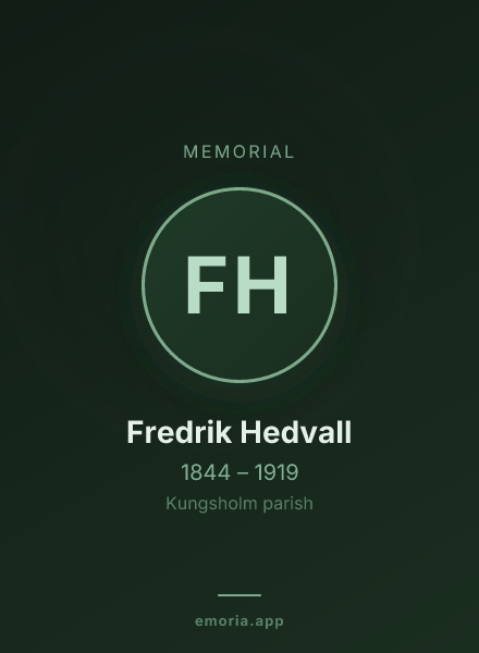 Memorial portrait of Fredrik Hedvall