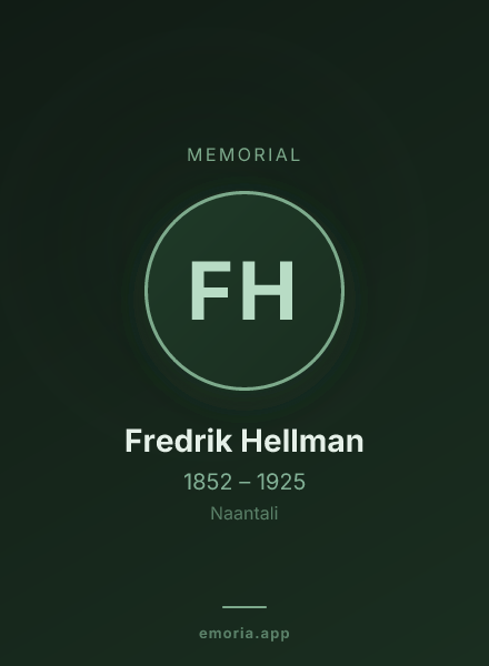 Memorial portrait of Fredrik Hellman