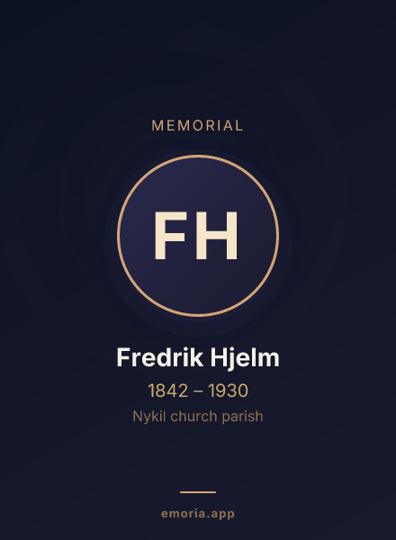 Memorial portrait of Fredrik Hjelm