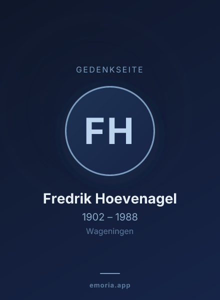 Gedenkportrait von Fredrik Hoevenagel
