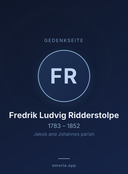 Gedenkportrait von Fredrik Ludvig Ridderstolpe