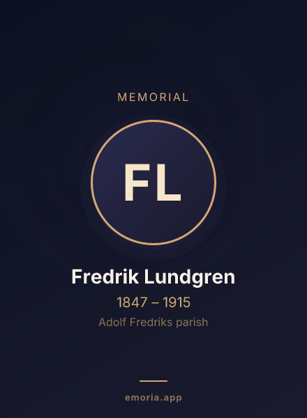 Memorial portrait of Fredrik Lundgren
