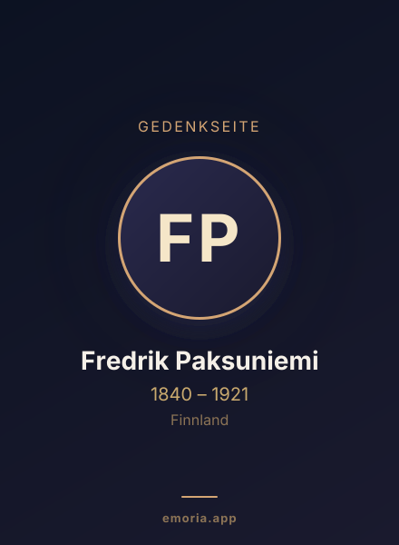 Gedenkportrait von Fredrik Paksuniemi