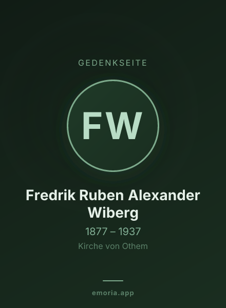 Gedenkportrait von Fredrik Ruben Alexander Wiberg