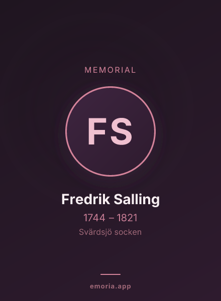 Memorial portrait of Fredrik Salling