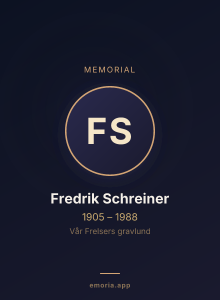 Memorial portrait of Fredrik Schreiner