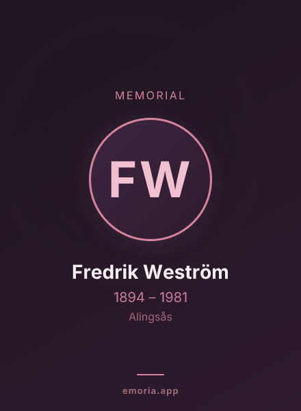 Memorial portrait of Fredrik Weström