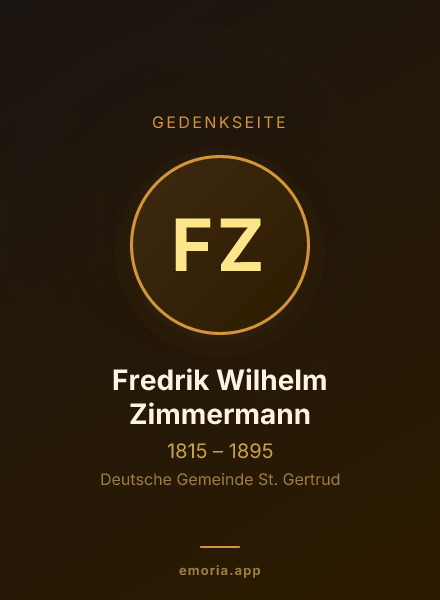 Gedenkportrait von Fredrik Wilhelm Zimmermann