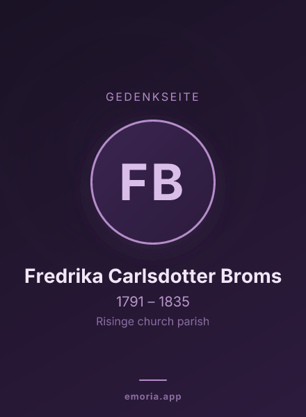 Gedenkportrait von Fredrika Carlsdotter Broms