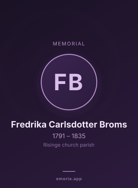 Memorial portrait of Fredrika Carlsdotter Broms