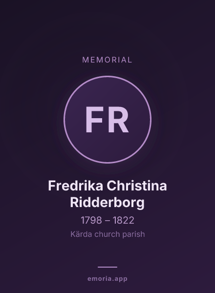 Memorial portrait of Fredrika Christina Ridderborg