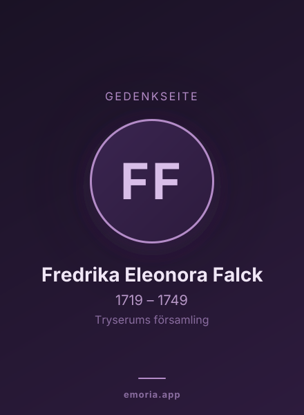 Gedenkportrait von Fredrika Eleonora Falck