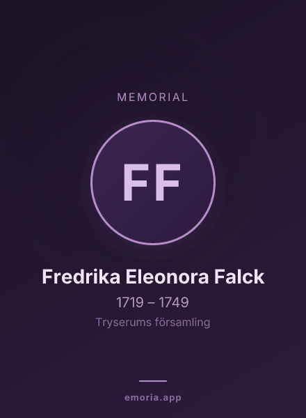Memorial portrait of Fredrika Eleonora Falck