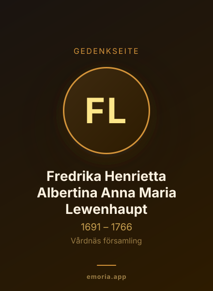 Gedenkportrait von Fredrika Henrietta Albertina Anna Maria Lewenhaupt
