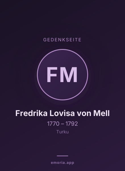 Gedenkportrait von Fredrika Lovisa von Mell