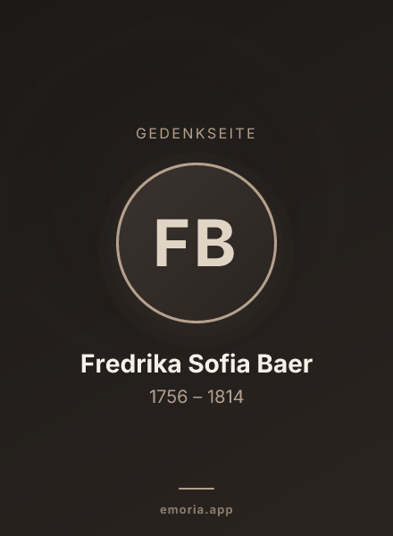 Gedenkportrait von Fredrika Sofia Baer