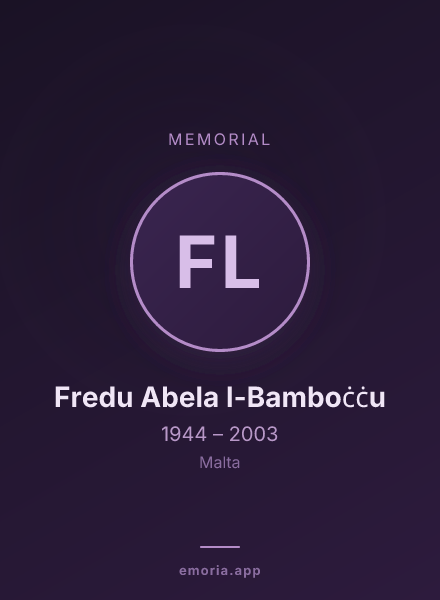 Memorial portrait of Fredu Abela l-Bamboċċu