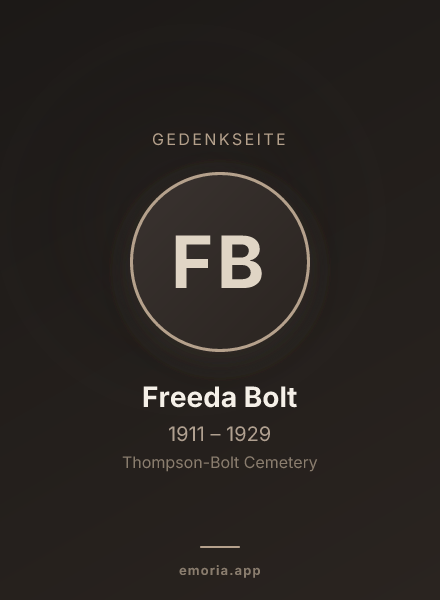 Gedenkportrait von Freeda Bolt