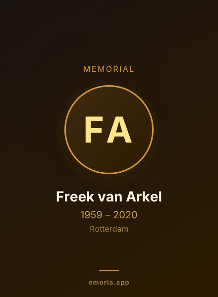 Memorial portrait of Freek van Arkel