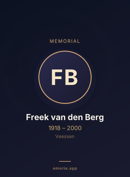 Memorial portrait of Freek van den Berg