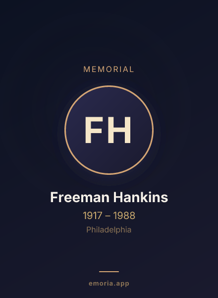 Memorial portrait of Freeman Hankins