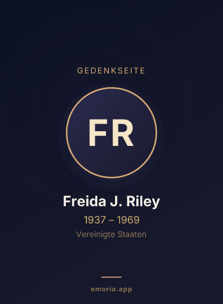 Gedenkportrait von Freida J. Riley