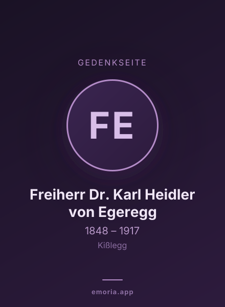 Gedenkportrait von Freiherr Dr. Karl Heidler von Egeregg